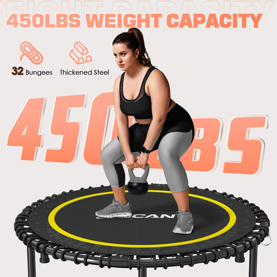 BCAN 40" Fitness Trampoline With Handle - Adjustable Foam, 450 LBS Capacity, Portable &amp; Quiet - Green - Dreamchaser Headquarters