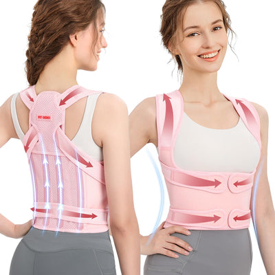 Posture Corrector For Back Pain - Fit Geno Adjustable Back Brace, Full Support & Pain Relief, Breathable Design - Dreamchaser Headquarters