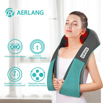 AERLANG heated shoulder massager demonstrating its comfort and ease of use, perfect for long sessions.