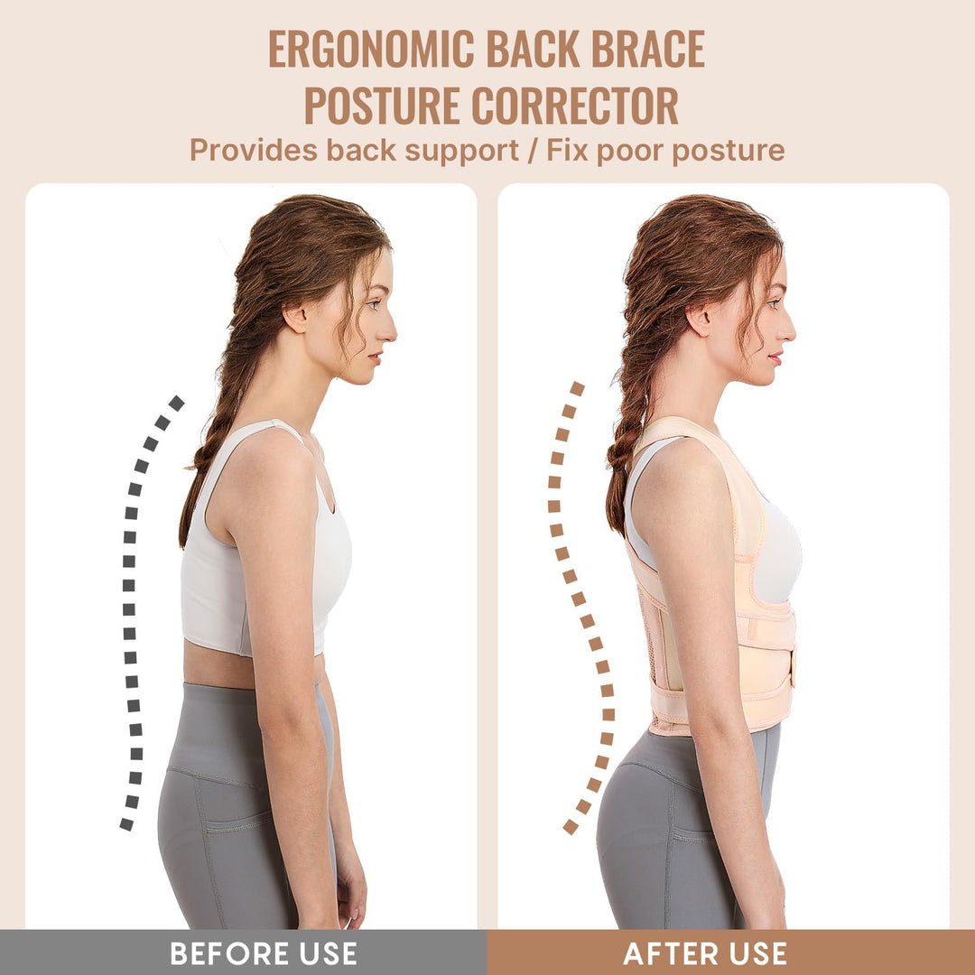 User-friendly illustration of Fit Geno Back Brace as a posture corrector for back pain.