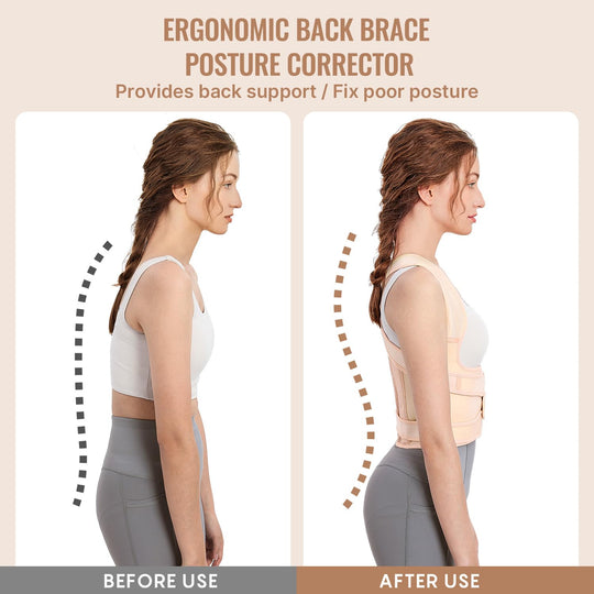 User-friendly illustration of Fit Geno Back Brace as a posture corrector for back pain.