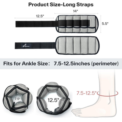 Sportneer Adjustable Weighted Ankle Weights Set 1 Pair 2 4 6 8 10 Lbs Leg Weight Straps for Women Men for Gym,Fitness, Workout,Walking, Jogging,1-5 lbs for Each Ankle, 1 Pair 2-10 lbs (Black) - Dreamchaser Headquarters