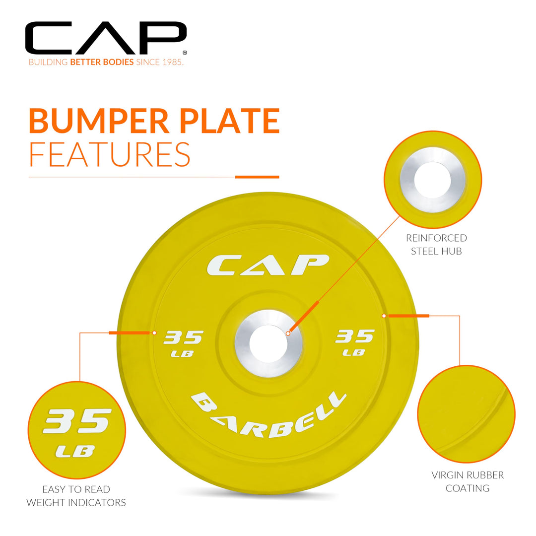 CAP Olympic Bumper Plate Weight Set 100–370LB for Home Gyms