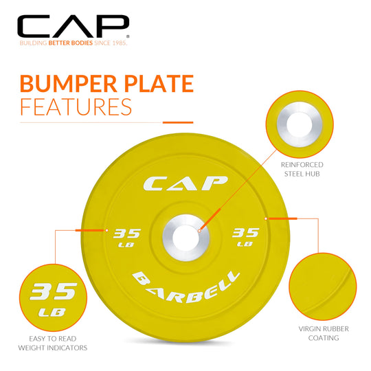 CAP Olympic Bumper Plate Weight Set 100–370LB for Home Gyms