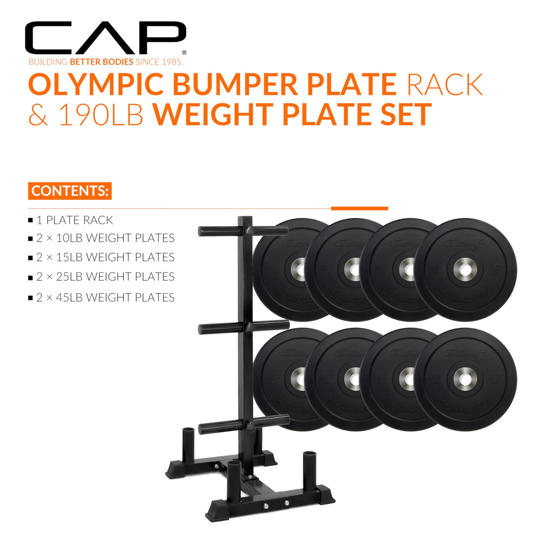 CAP Olympic Bumper Plate Weight Set 100–370LB for Home Gyms