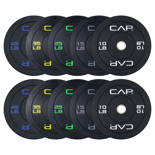 CAP Olympic Bumper Plate Weight Set 100–370LB for Home Gyms
