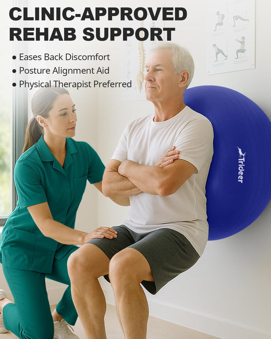 Trideer Exercise Ball for Therapy, Pregnancy &amp; Fitness - Non-Slip, Safe Design, Quick Pump Included, 5 Sizes - Dreamchaser Headquarters