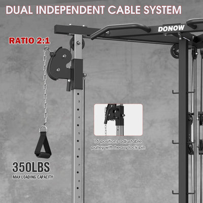 DONOW Cable Crossover Machine, Cable Fly Machine Home Gym System Workout Station with Dual Pulley System Pull-Up Bar Cable Bar and LAT Pull Down System (DN-5011) - Dreamchaser Headquarters