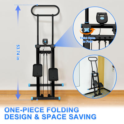 Full view of the HXD-ERGO vertical climber machine highlighting its sturdy build and stable triangular structure.