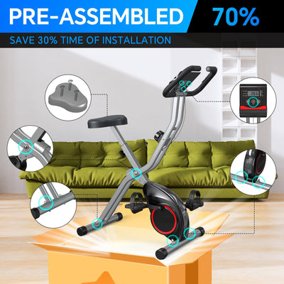 Foldable exercise bike ready for an intense yet quiet indoor workout session.