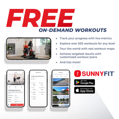 Sunny Health & Fitness Electromagnetic Recumbent Cross Trainer Exercise Elliptical Bike w/Arm Exercisers, Easy Access Seat & Exclusive SunnyFit® App Enhanced Bluetooth Connectivity - SF-RBE4886SMART