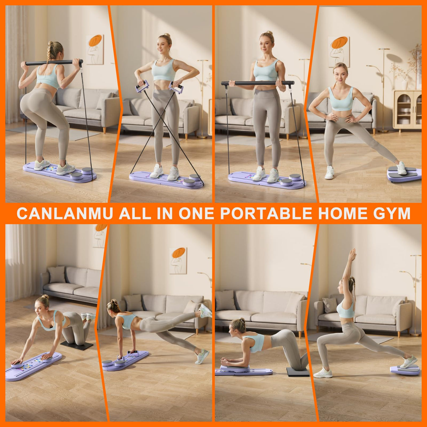 Canlanmu pink Pilates Reformer - versatile multifunctional ab board for effective at-home workouts.