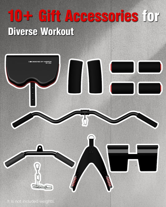 HARISON Home Gym - Full Body Workout Equipment, Exercise Equipment, Fitness Equipment, Multifunctional Home Gym Equipment for Home with Pulley System, Weight Bench, Rowing Machine - Dreamchaser Headquarters