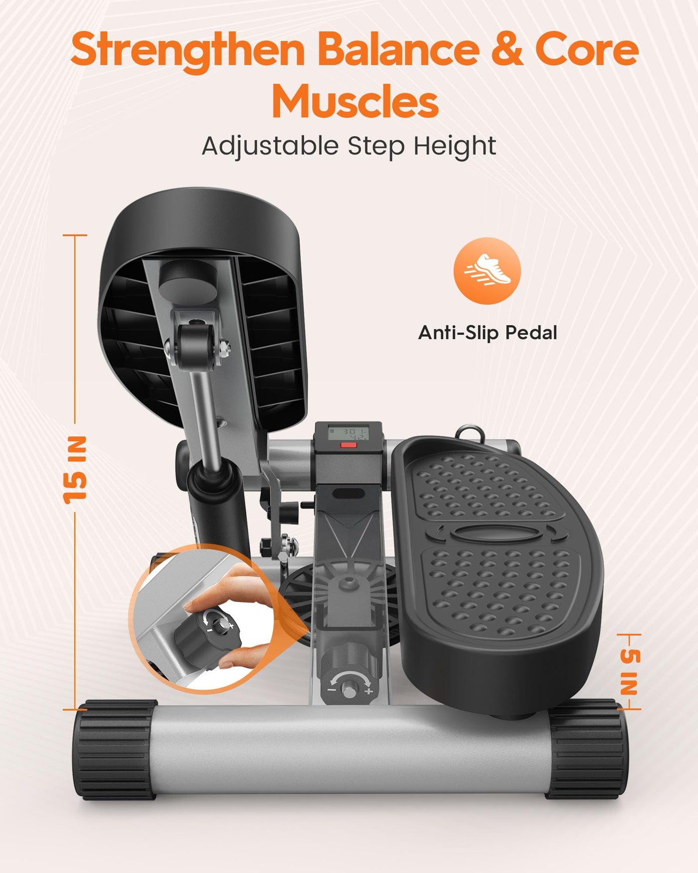 Comfortable stepping action on Niceday Steppers for Exercise highlighting its innovative design.