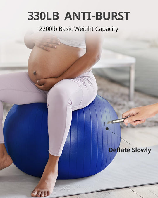 Trideer Exercise Ball for Therapy, Pregnancy &amp; Fitness - Non-Slip, Safe Design, Quick Pump Included, 5 Sizes - Dreamchaser Headquarters
