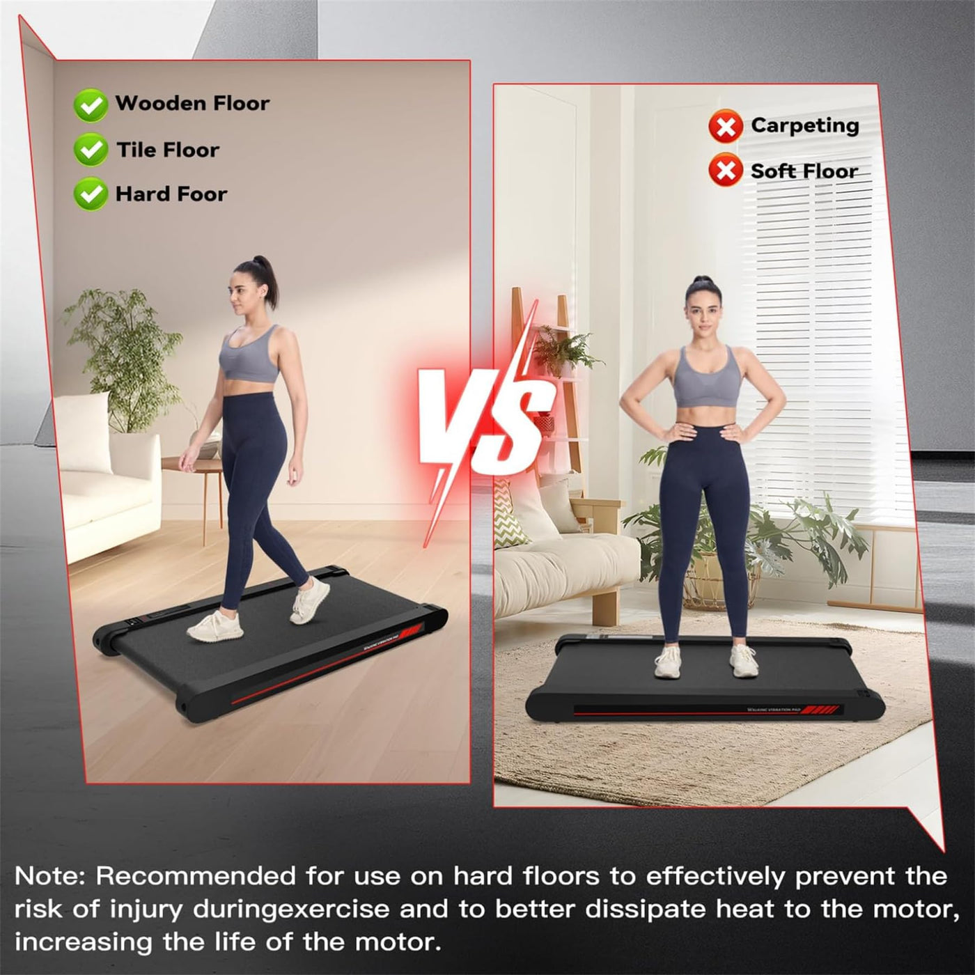 Vibration mode feature of the Walking Pad Treadmill, ideal for a portable treadmill for home relaxation.