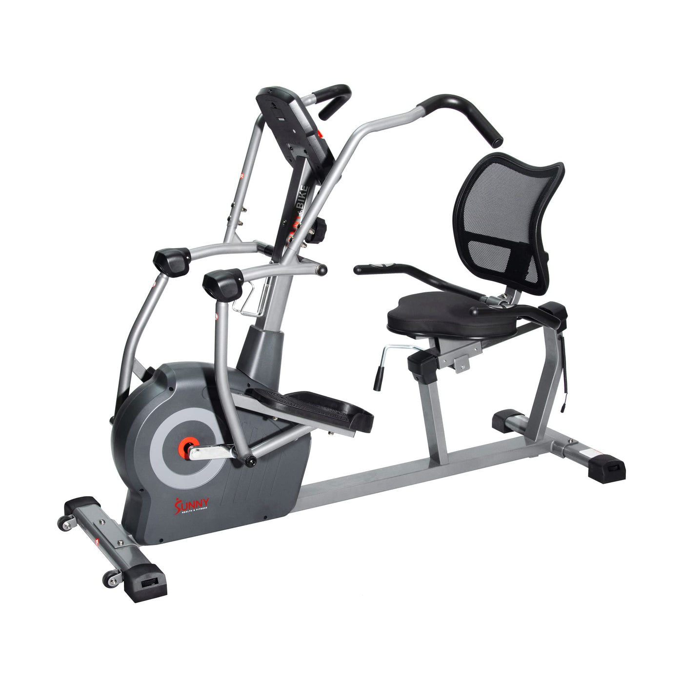 Sunny Health & Fitness Electromagnetic Recumbent Cross Trainer Exercise Elliptical Bike w/Arm Exercisers, Easy Access Seat & Exclusive SunnyFit® App Enhanced Bluetooth Connectivity - SF-RBE4886SMART
