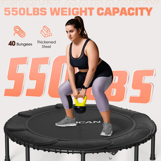 BCAN 40" Fitness Trampoline With Handle - Adjustable Foam, 450 LBS Capacity, Portable &amp; Quiet - Green - Dreamchaser Headquarters