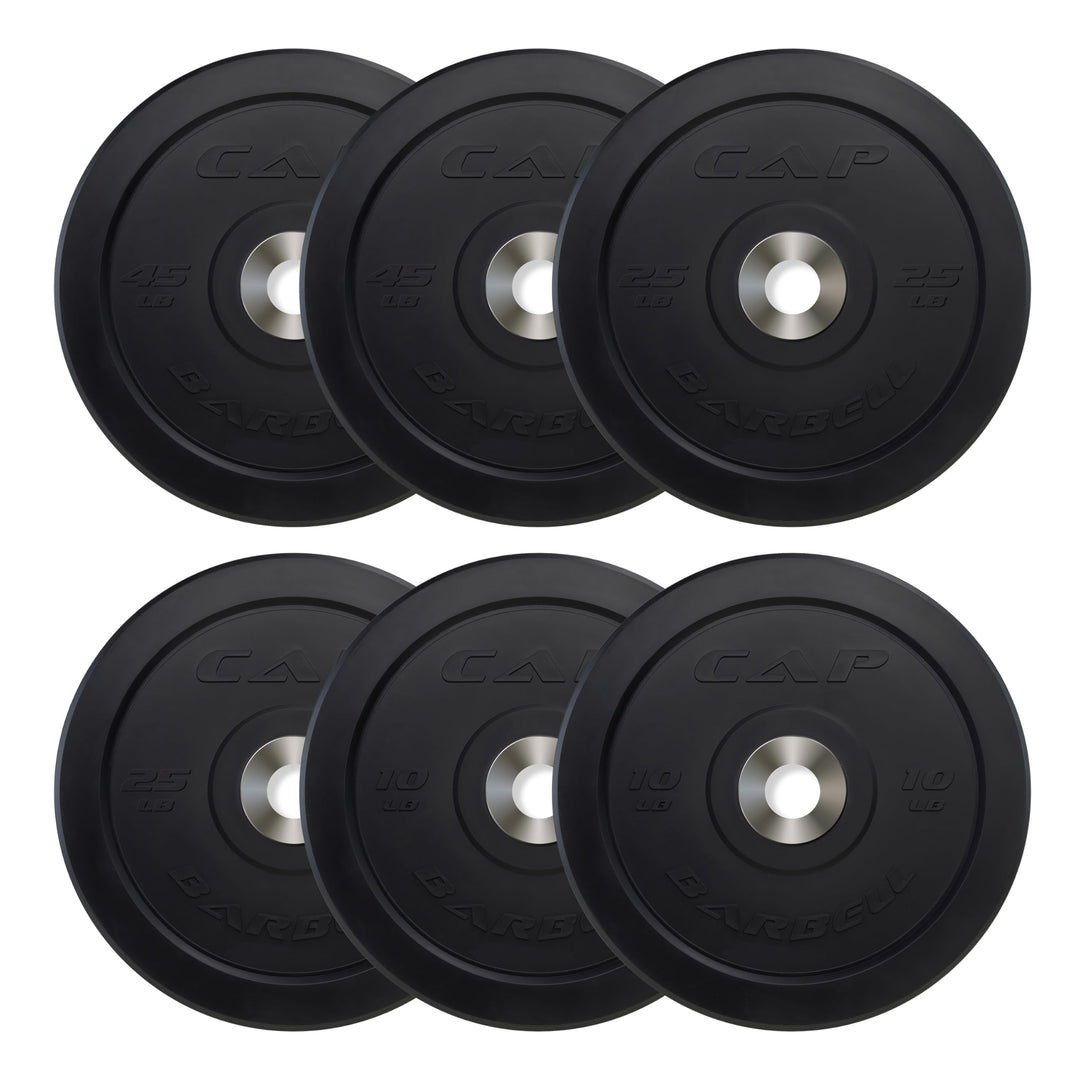 CAP Olympic Bumper Plate Weight Set 100–370LB for Home Gyms