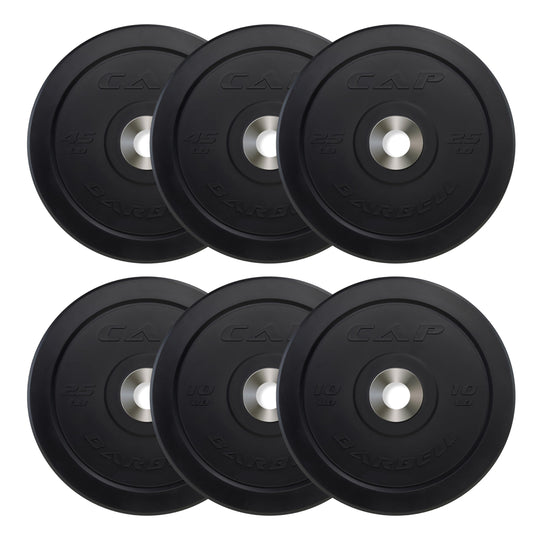 CAP Olympic Bumper Plate Weight Set 100–370LB for Home Gyms