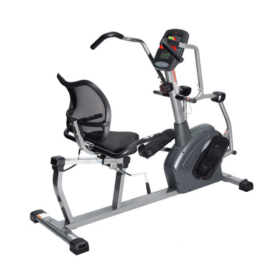 Sunny Health & Fitness Electromagnetic Recumbent Cross Trainer Exercise Elliptical Bike w/Arm Exercisers, Easy Access Seat & Exclusive SunnyFit® App Enhanced Bluetooth Connectivity - SF-RBE4886SMART