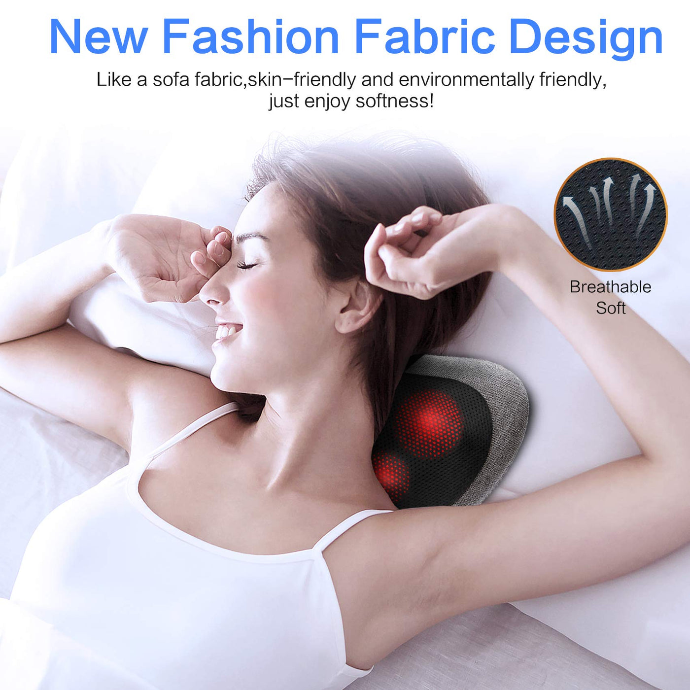 Comfortable Fabric Design - Papillon massage pillow with heat made from high-quality, skin-friendly material.