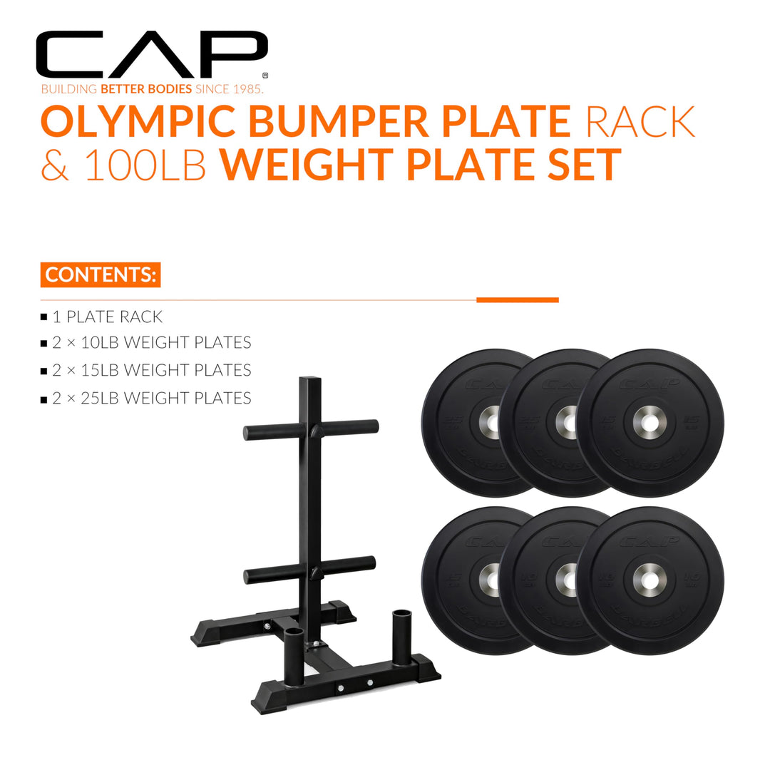 CAP Olympic Bumper Plate Weight Set 100–370LB for Home Gyms