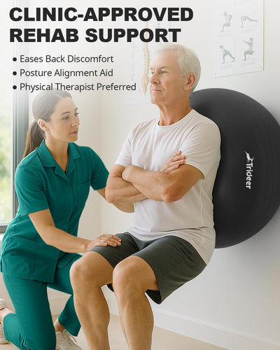 Trideer Yoga Ball supports up to 330 pounds, perfect for use as an exercise ball for therapy in rehabilitation.