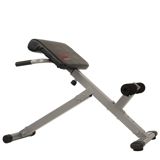 Sunny Health &amp; Fitness 45-Degree Hyperextension Roman Chair with Adjustable Height and Back, Glute, Hamstring, and Ab Workouts Foldable Sit Up Gym Bench for Home, Gray - SF-BH6629 - Dreamchaser Headquarters