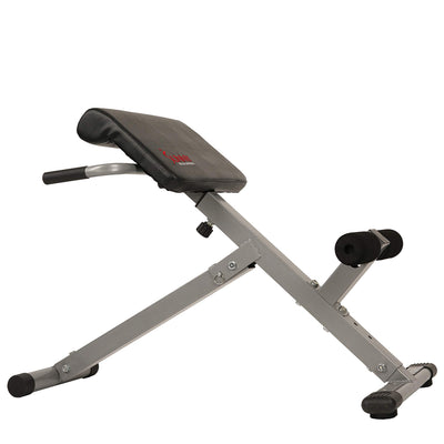 Sunny Health & Fitness 45-Degree Hyperextension Roman Chair with Adjustable Height and Back, Glute, Hamstring, and Ab Workouts Foldable Sit Up Gym Bench for Home, Gray - SF-BH6629
