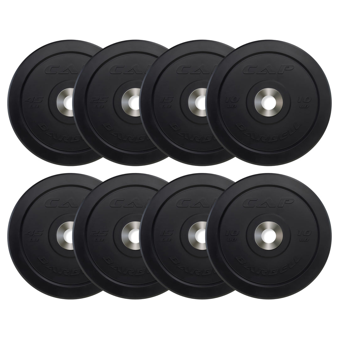 CAP Olympic Bumper Plate Weight Set 100–370LB for Home Gyms