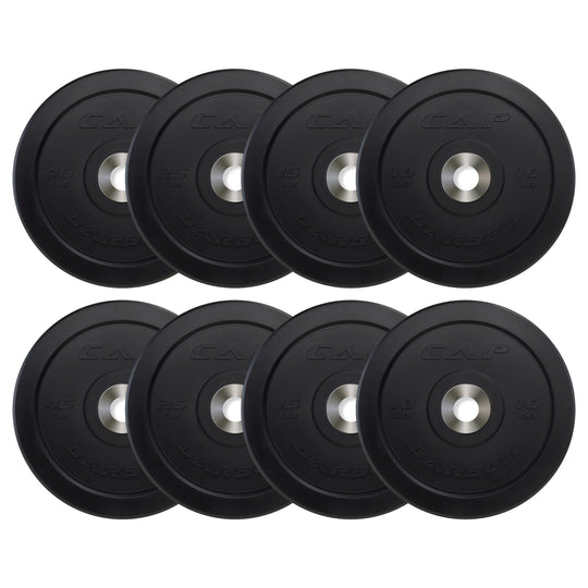 CAP Olympic Bumper Plate Weight Set 100–370LB for Home Gyms
