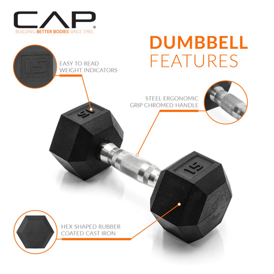 CAP Barbell 150 LB Hex Dumbbells with Rack - Space-Saving Design, Durable Rubber Coating, Versatile for Home Gym - Dreamchaser Headquarters