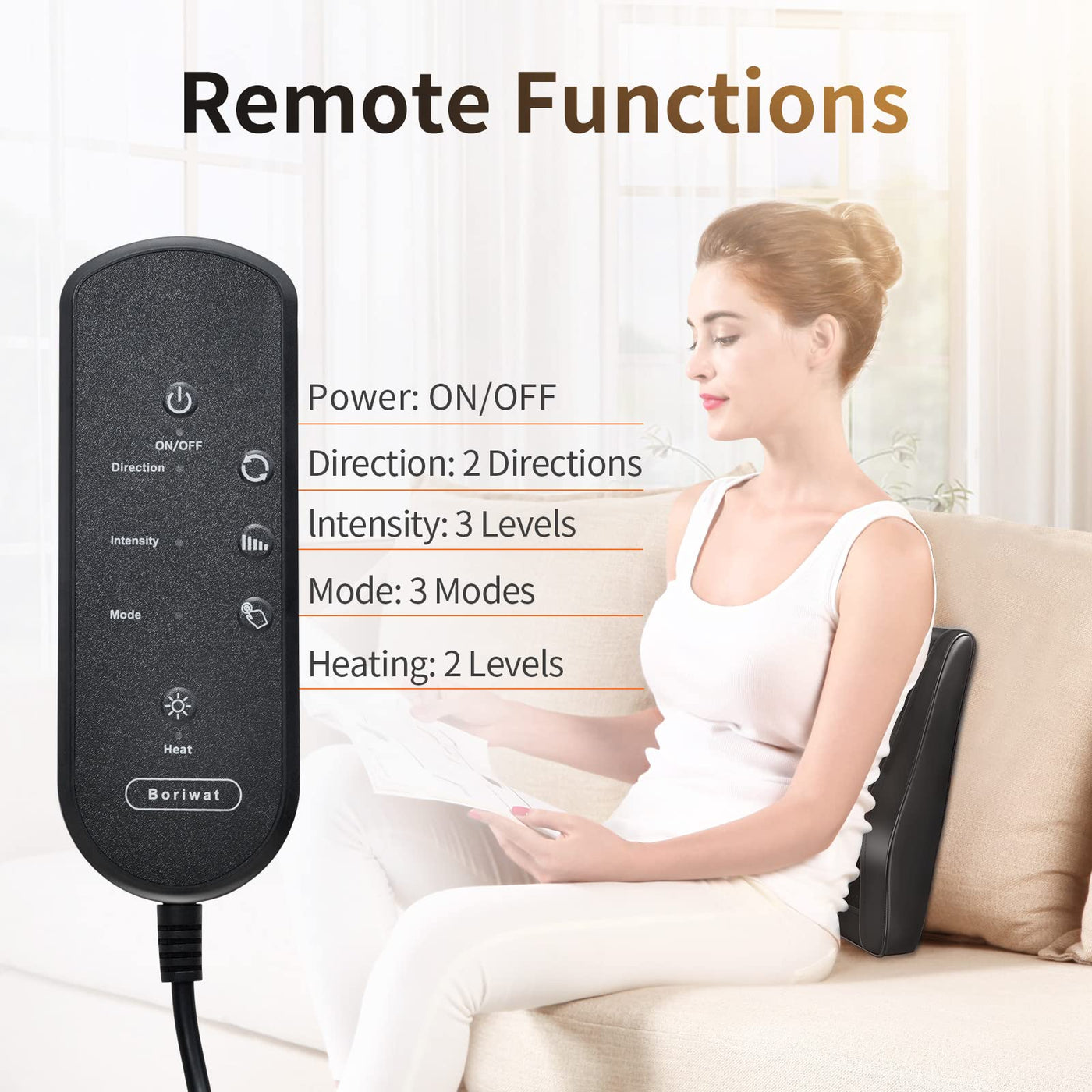 Versatile Boriwat Back Massager with Heat, perfect gift for parents offering ultimate comfort and pain relief.