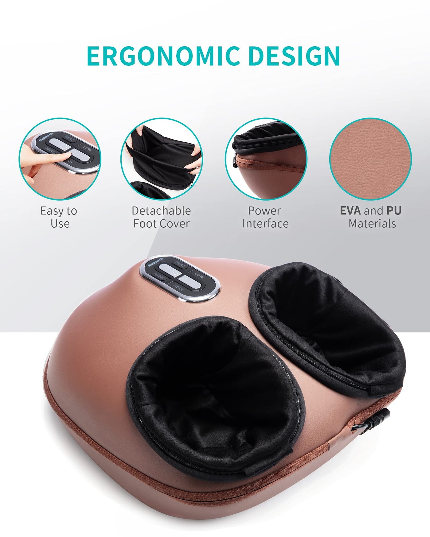 Deep kneading rollers of the Nekteck Foot Massager mimicking professional massage for authentic deep tissue foot therapy.