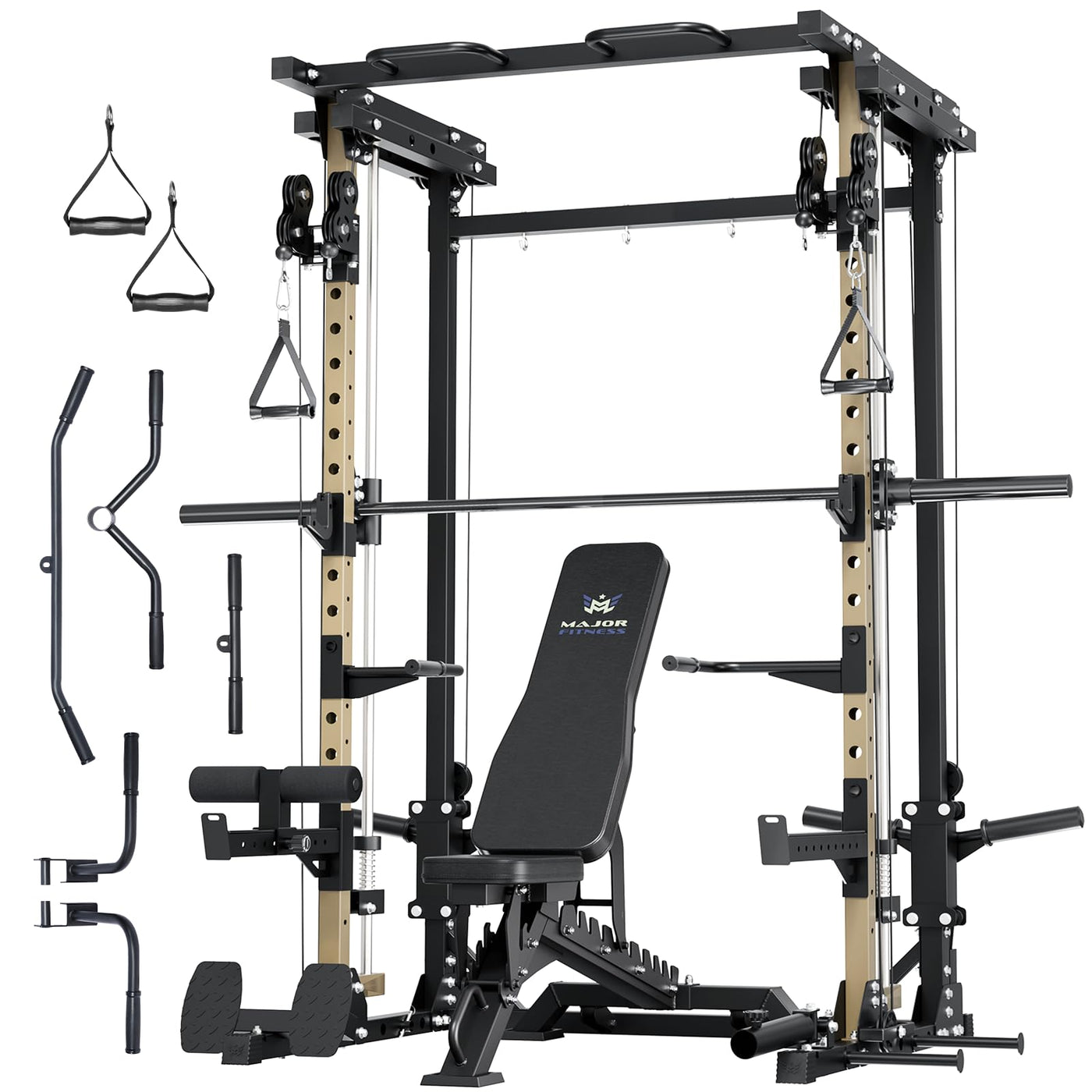 Major Fitness Drone3 Machine – All-in-One Home Gym Squat Rack with Weight Bar, Cable Crossover Machine - Dreamchaser Headquarters