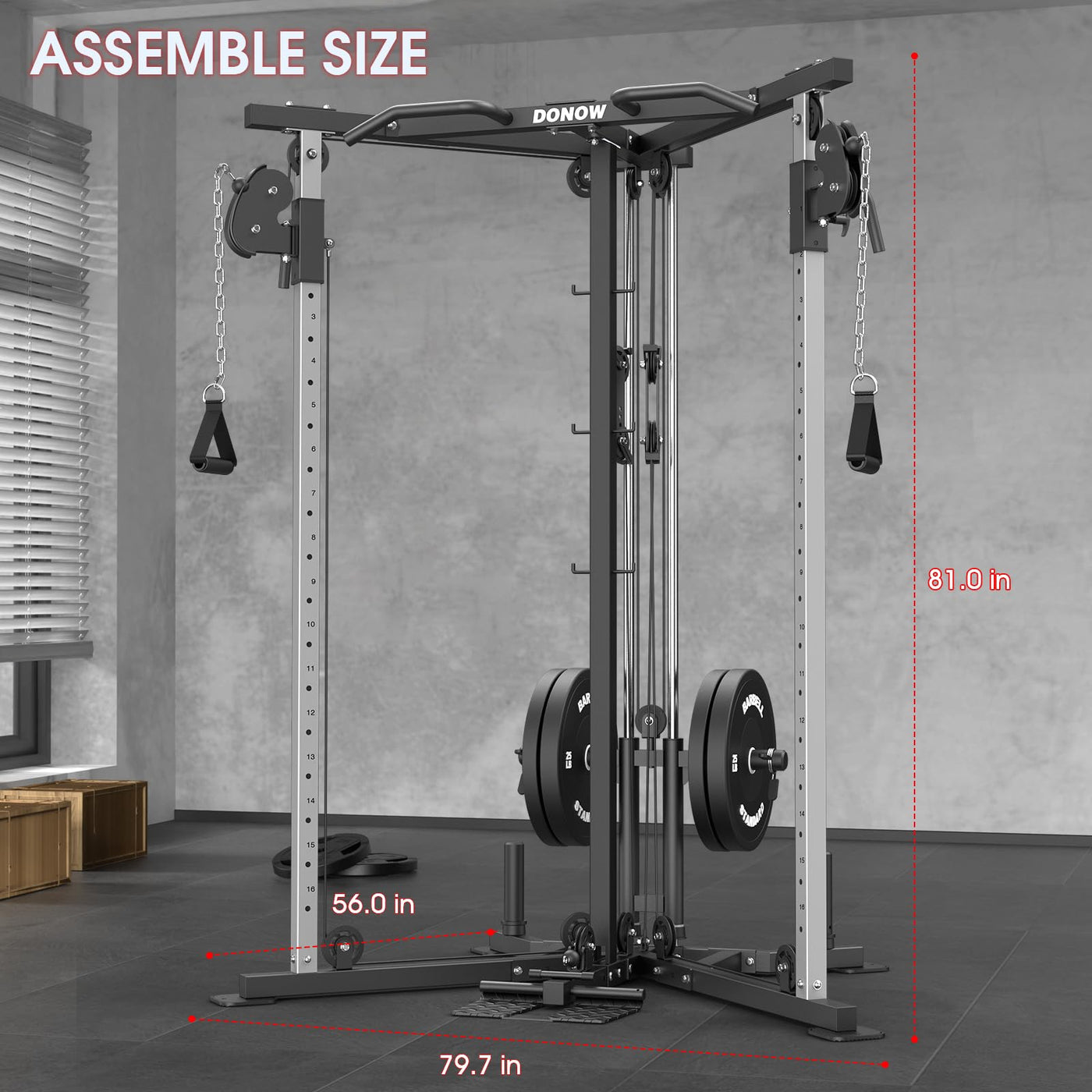 DONOW Cable Crossover Machine, Cable Fly Machine Home Gym System Workout Station with Dual Pulley System Pull-Up Bar Cable Bar and LAT Pull Down System (DN-5011) - Dreamchaser Headquarters