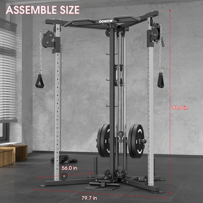 DONOW Cable Crossover Machine, Cable Fly Machine Home Gym System Workout Station with Dual Pulley System Pull-Up Bar Cable Bar and LAT Pull Down System (DN-5011) - Dreamchaser Headquarters