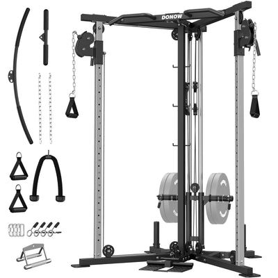 DONOW Cable Crossover Machine, Cable Fly Machine Home Gym System Workout Station with Dual Pulley System Pull-Up Bar Cable Bar and LAT Pull Down System (DN-5011) - Dreamchaser Headquarters