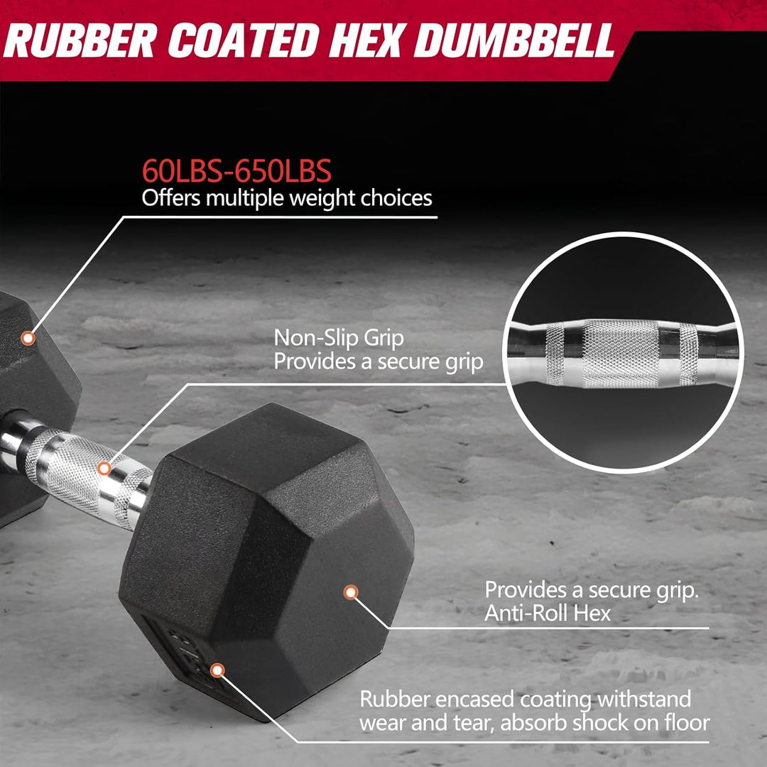 Rubber Hex Dumbbell Set for Full Body Strength Training | DreamChaserHQ