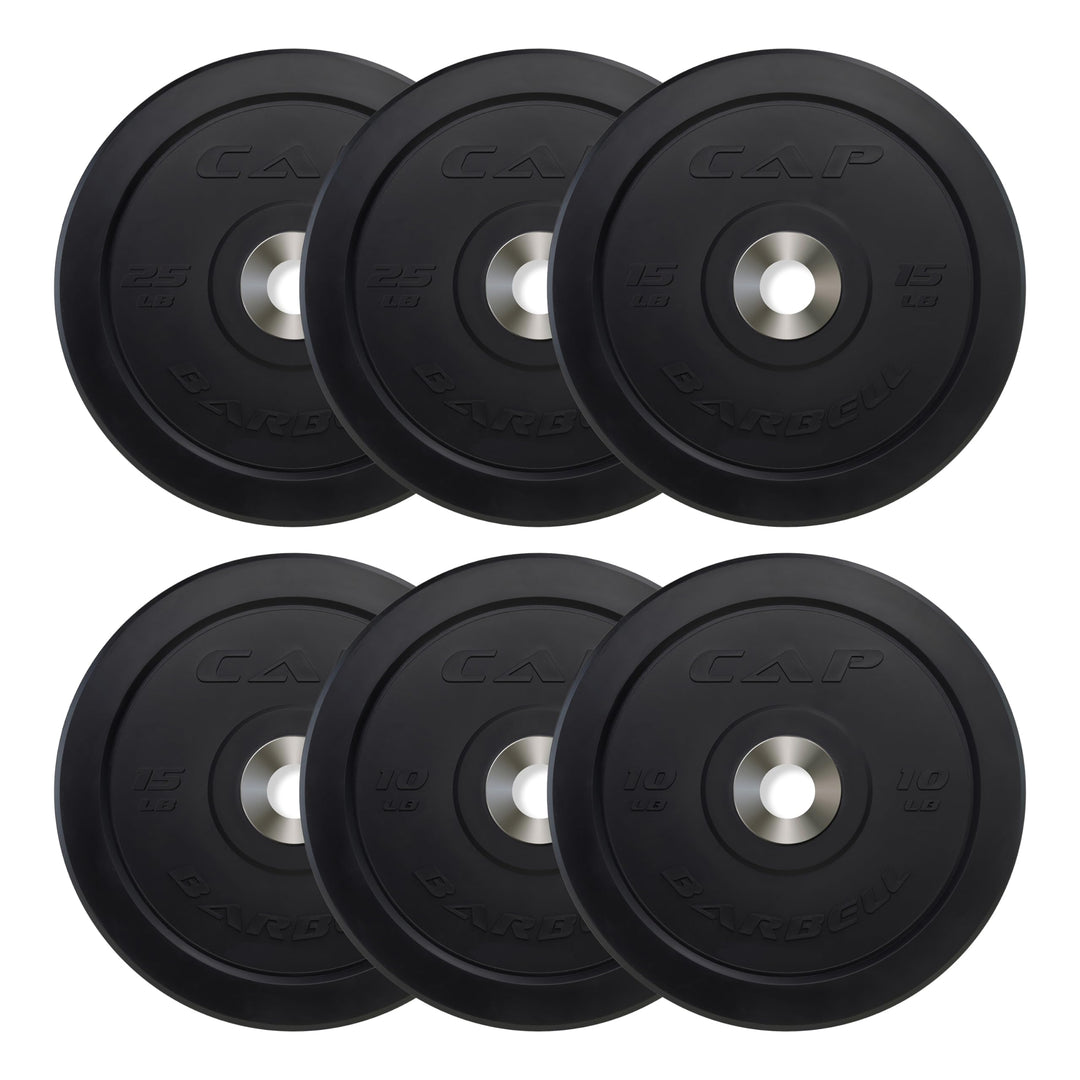 CAP Olympic Bumper Plate Weight Set 100–370LB for Home Gyms