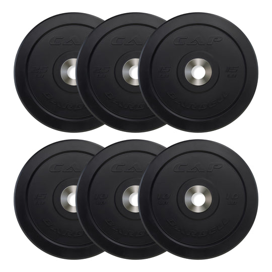 CAP Olympic Bumper Plate Weight Set 100–370LB for Home Gyms