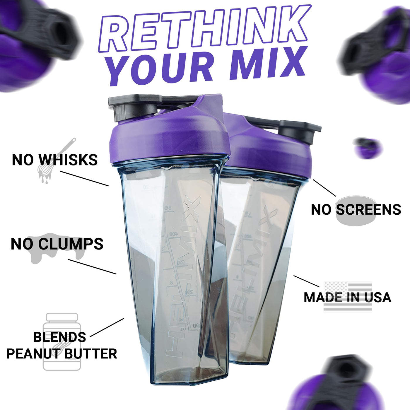HELIMIX 2.0 portable blender bottle features a sturdy design for reliable mixing.