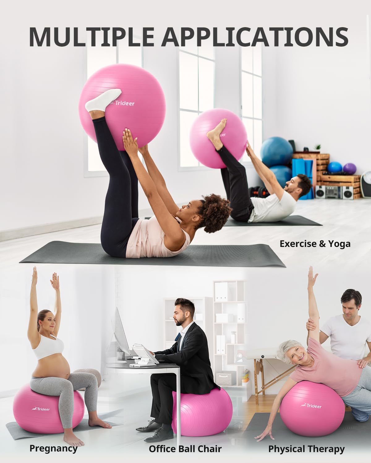 Top view of Trideer Yoga Ball demonstrating easy access to inflation features, beneficial for an exercise ball for therapy.