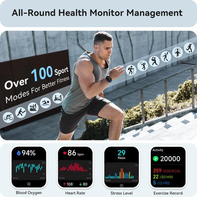 Smart Watch for Women Men, Smartwatch for iPhone & Android Bluetooth (Answer/Call) Built-in Alexa, 1.91" HD Fitness Tracker with 105+ Sport Modes, IP68 Waterproof, Sleep/Heart Rate/SpO2/Stress Monitor - Dreamchaser Headquarters