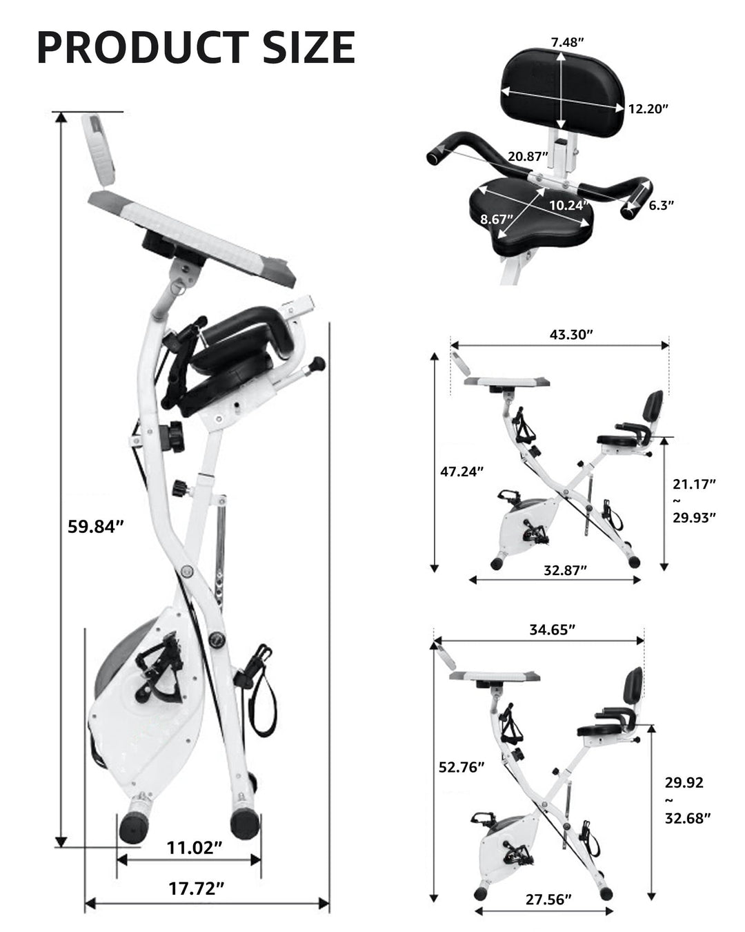 Foldable Exercise Bike 5 IN 1 with 16-Level Magnetic Resistance, Silent 20dB Operation &amp; 300LB Capacity - Dreamchaser Headquarters