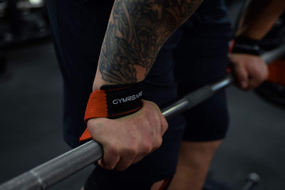 Overhead view of Gymreapers weightlifting wrist straps illustrating their padded neoprene construction.