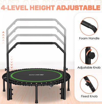 BCAN 40" Fitness Trampoline With Handle - Adjustable Foam, 450 LBS Capacity, Portable & Quiet - Green - Dreamchaser Headquarters