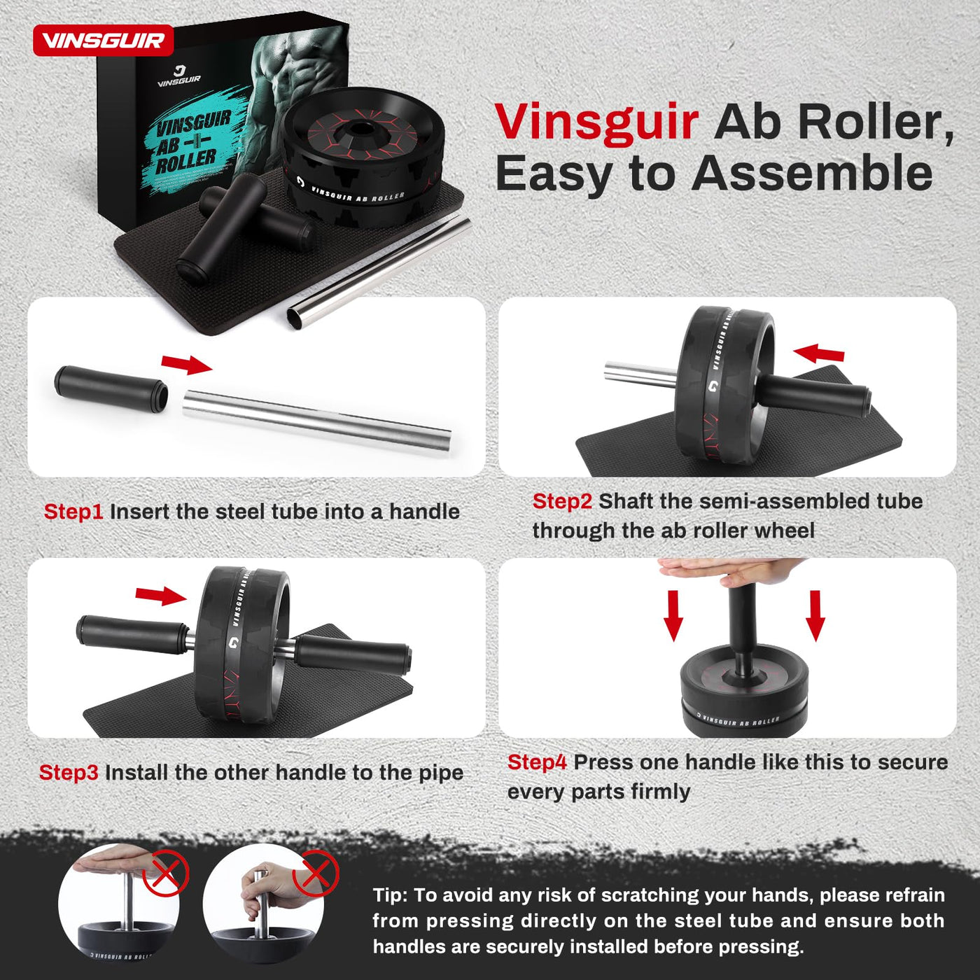 Durable Vinsguir Ab Roller Wheel showing sturdy construction that supports up to 440 pounds.
