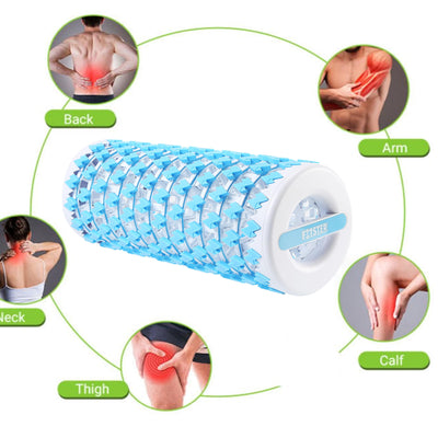 User stretching with the collapsible foam roller, illustrating its use in enhancing performance and flexibility.